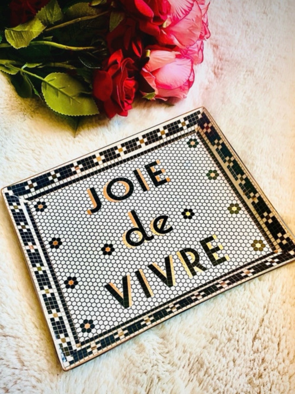 ♥️ Anthropologie Joie de Vivre Decorative Tray - White and Gold Home Accent